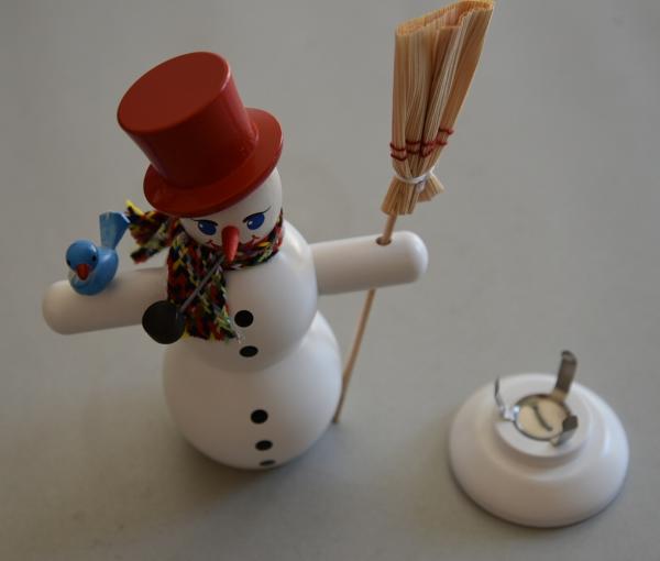 Räucherfigur Schneemann mit rotem Hut, groß ca. 16 cm